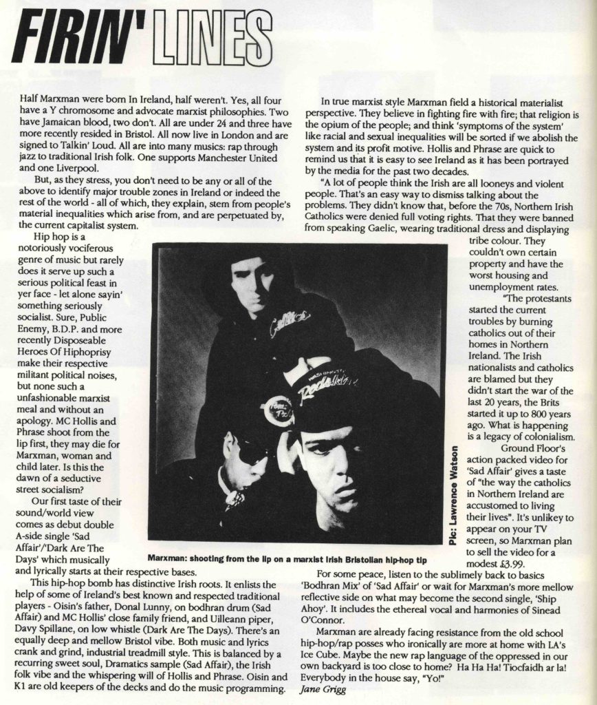 Marxman article, Straigh No Chaser, Summer '92
