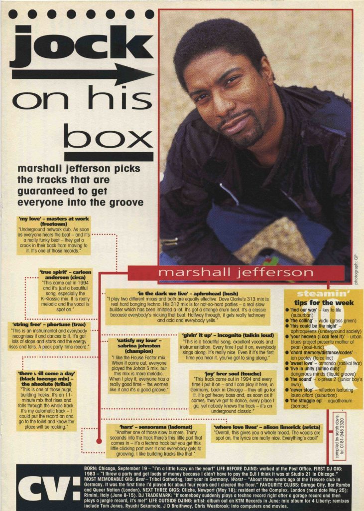 Marshall Jefferson Record Mirror article, 18.5.96 - 41 Rooms - show 78