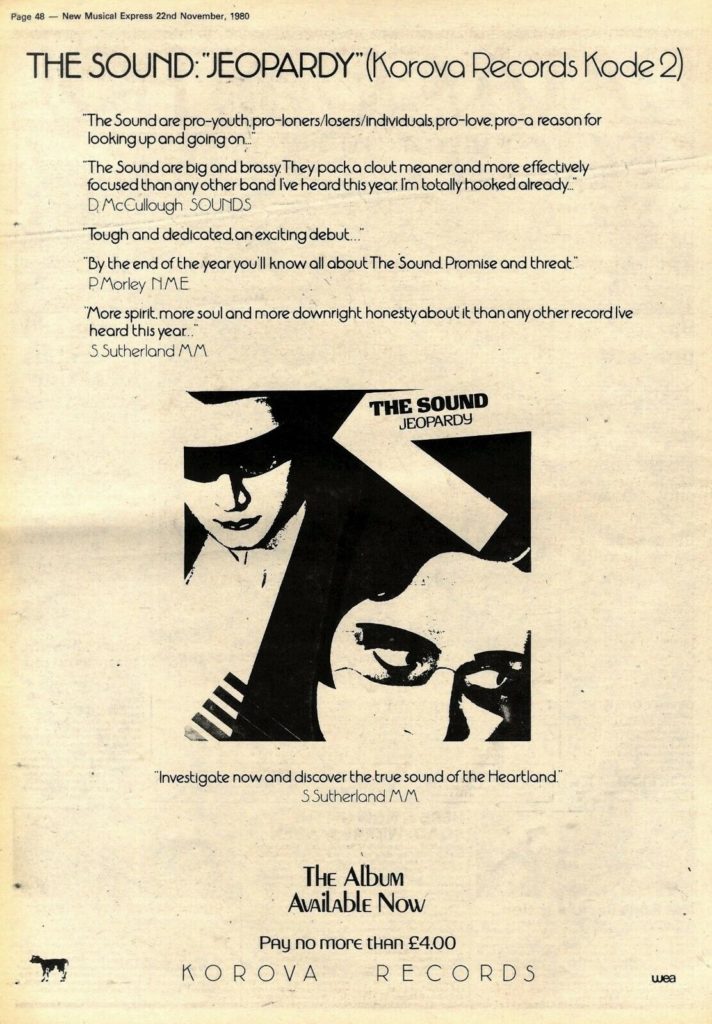 The Sound - Jeopardy NME ad, 11.11.80 - 41 Rooms - show 82