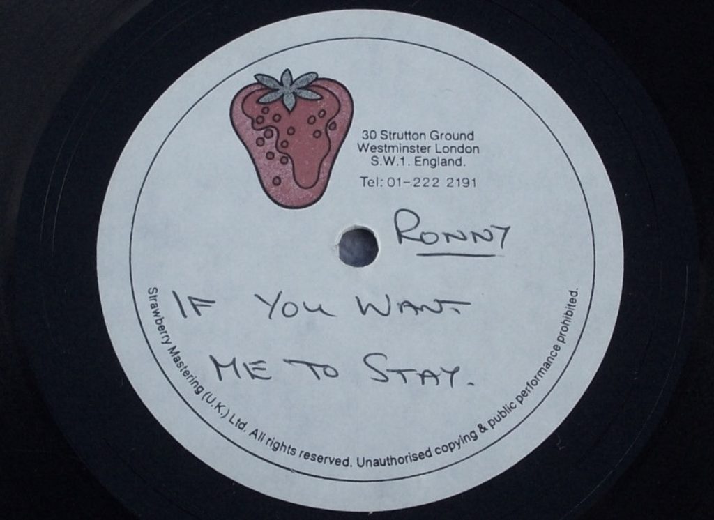 Ronny - If You Want Me To Stay acetate - 41 Rooms - show 89