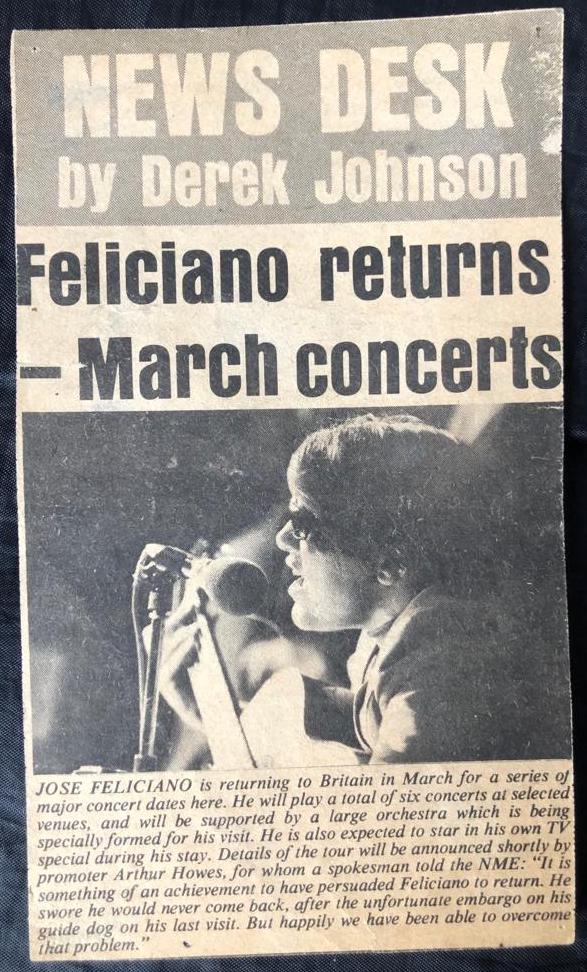 Jose Feliciano - NME 6.1.73 - 41 Rooms - show 113