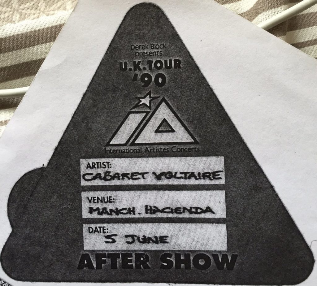 Cabaret Voltaire Hacienda 5.6.90 aftershow ticket, photo copy - 41 Rooms - show 139