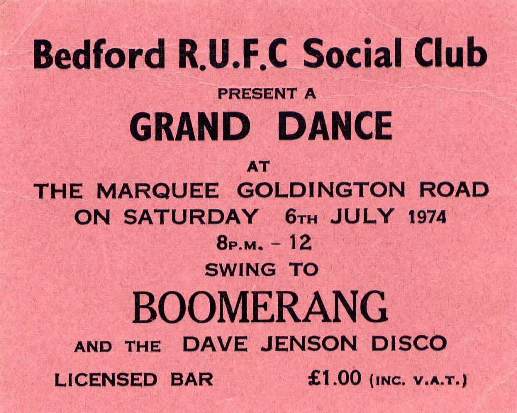 Bedford Rugby Club 1974 'Grand Dance'(!) ticket - 41 Rooms - show 148