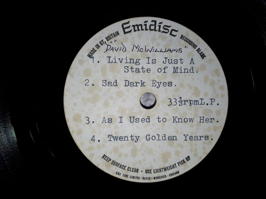 David McWilliams - As I Used To Know Here (UK album acetate) - 41 Rooms - show 150